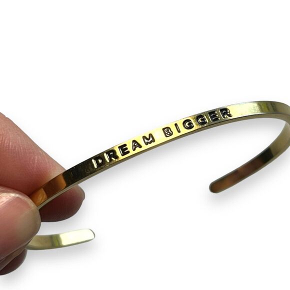 Francescas Collection Womens Fashion Bracelet Dream Bigger Thin Cuff Gold Tone - Picture 1 of 7